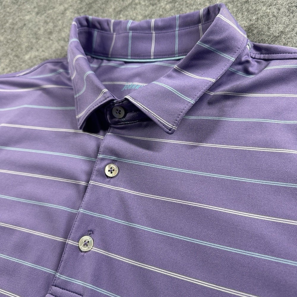 Johnnie-O‎ Polo Shirt Mens XL Purple Striped Performance Golf Preppy